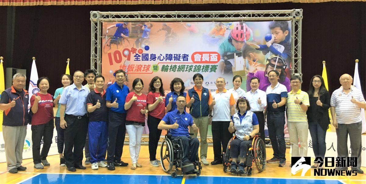 ▲109年全國身心障礙者會長盃地板滾球暨輪椅網球錦標賽今正式開幕，體育署長高俊雄到場支持。（圖／鍾東穎攝 ,2020.07.04）