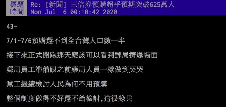 ▲網友討論三倍券預購問題。（圖／翻攝PTT）