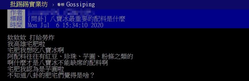 ▲網友好奇八寶冰關鍵配料是誰。(圖/翻攝自