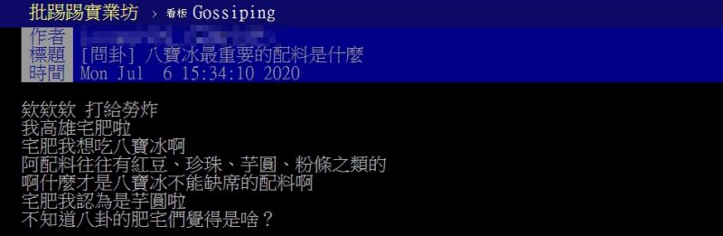 ▲網友好奇八寶冰關鍵配料是誰。（圖／翻攝自