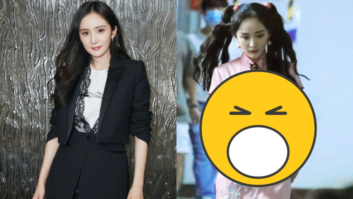 ▲楊冪穿旗袍被拍，傲人曲線一覽無遺。（圖／楊冪、搭配格子微博）