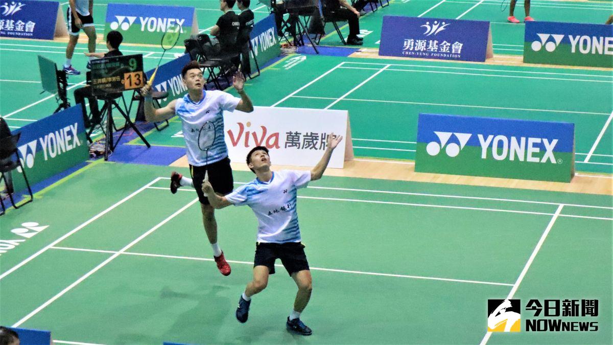 ▲109年全國羽球團體錦標賽，土地銀行A隊男雙王齊麟／李芳任。（圖／鍾東穎攝 ,2020.07.10）