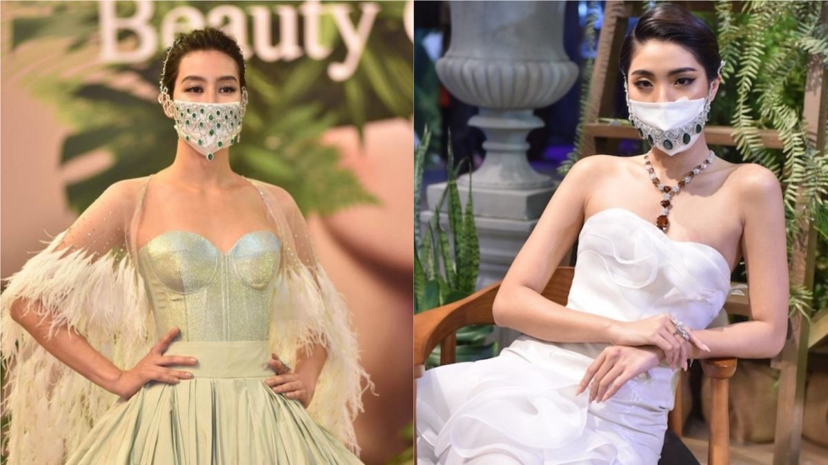 ▲泰國珠寶商Beauty Gems於日前在泰國商場舉辦「秘密鑽石花園」走秀活動，並讓旗下鑽石口罩亮相，價格上看千萬，十分驚人。（圖／推特）