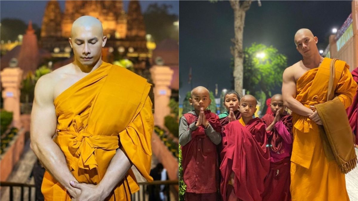 ▲身穿和尚袈裟的泰國壯漢因為一系列的照片而爆紅。（圖／翻攝自IG）