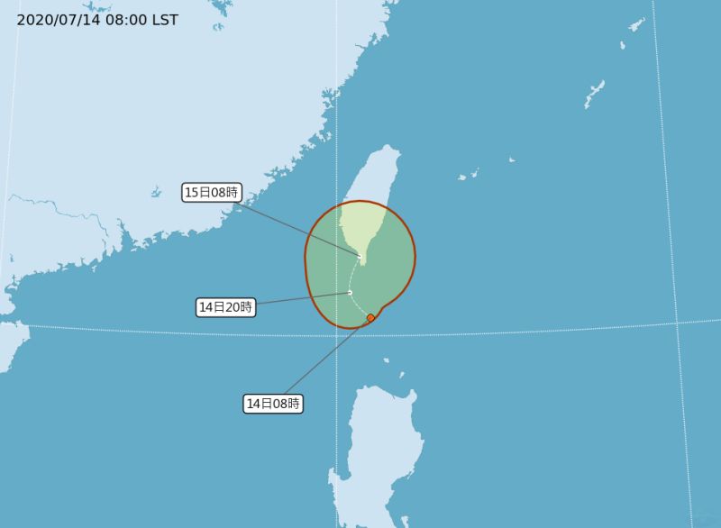 ▲氣象局表示今早上午生成的熱帶低壓，有機會登陸台灣。（圖／中央氣象局提供）
