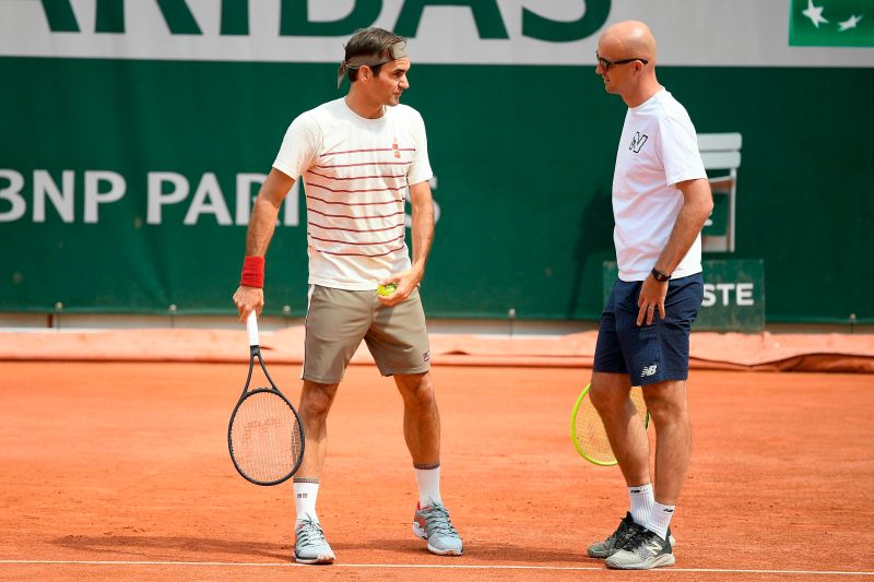 ▲Roger Federer和教練Ivan Ljubicic交談。（圖／美聯社／達志影像）