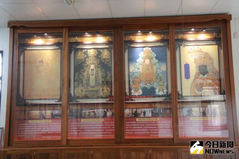 ▲4張唐卡目前已安奉在合興宮右殿,是台灣媽祖廟少數僅有的媽祖唐卡藝術。(圖/記者陳雅芳攝,2020.07.16)