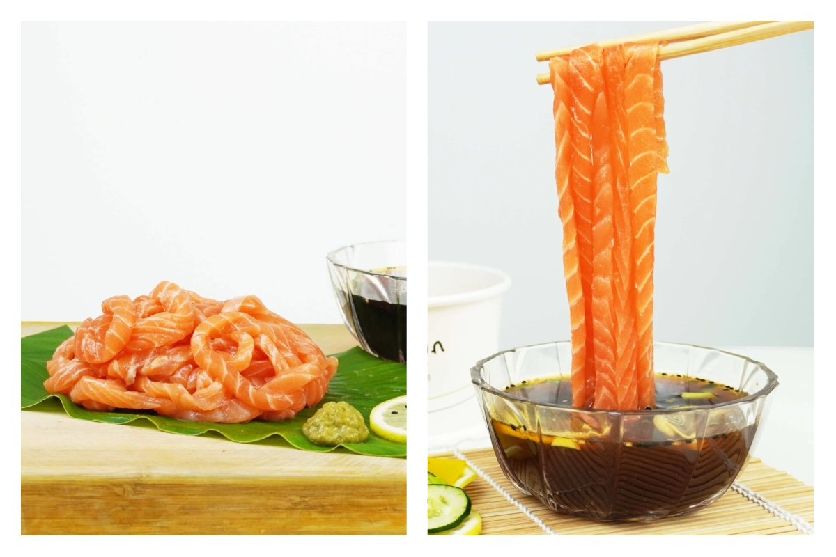 ▲新加坡餐廳推出全新的鮭魚「生魚麵」。（圖／翻攝自Run run sushi）