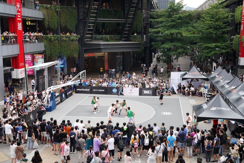 ▲台灣3x3籃球聯盟賽在台北香褆廣場開打。（圖／上寰行銷提供）