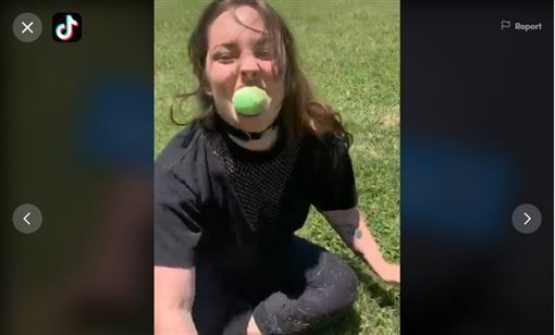 ▲珍娜也在抖音分享自己學狗咬球的影片。（圖／翻攝yourpuppygirljenna