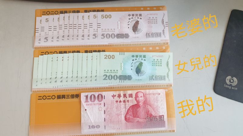 ▲網友貼出全家人所被分到的三倍券金額。(圖/翻攝爆廢公社臉書)