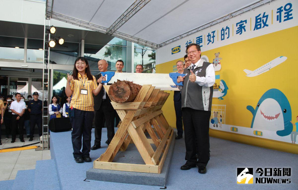 ▲IKEA桃園店今天盛大開幕，特別舉辦瑞典傳統鋸木祈福儀式來慶祝這個特別的日子。（圖／記者李春台攝, 2020.07.23）