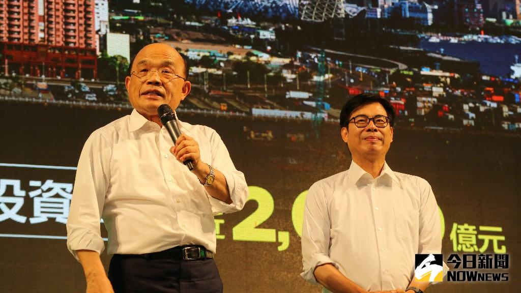 ▲衝衝衝蘇貞昌與陳其邁高雄連線合體，力推有政府會做事。（圖／記者鄭婷襄攝，2020.07.25）