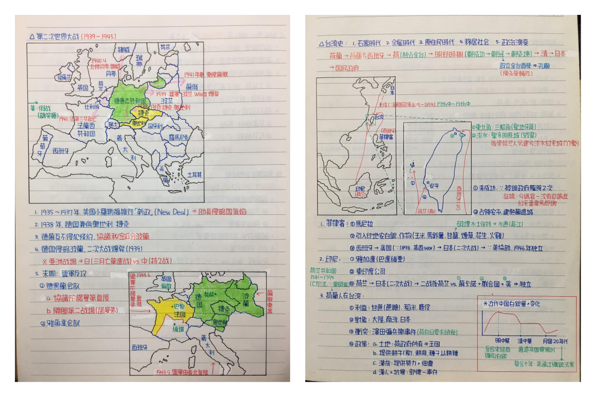 ▲網友秀出自己手寫的精美筆記，讓大家齊讚嘆。（圖／翻攝自爆廢公社臉書）