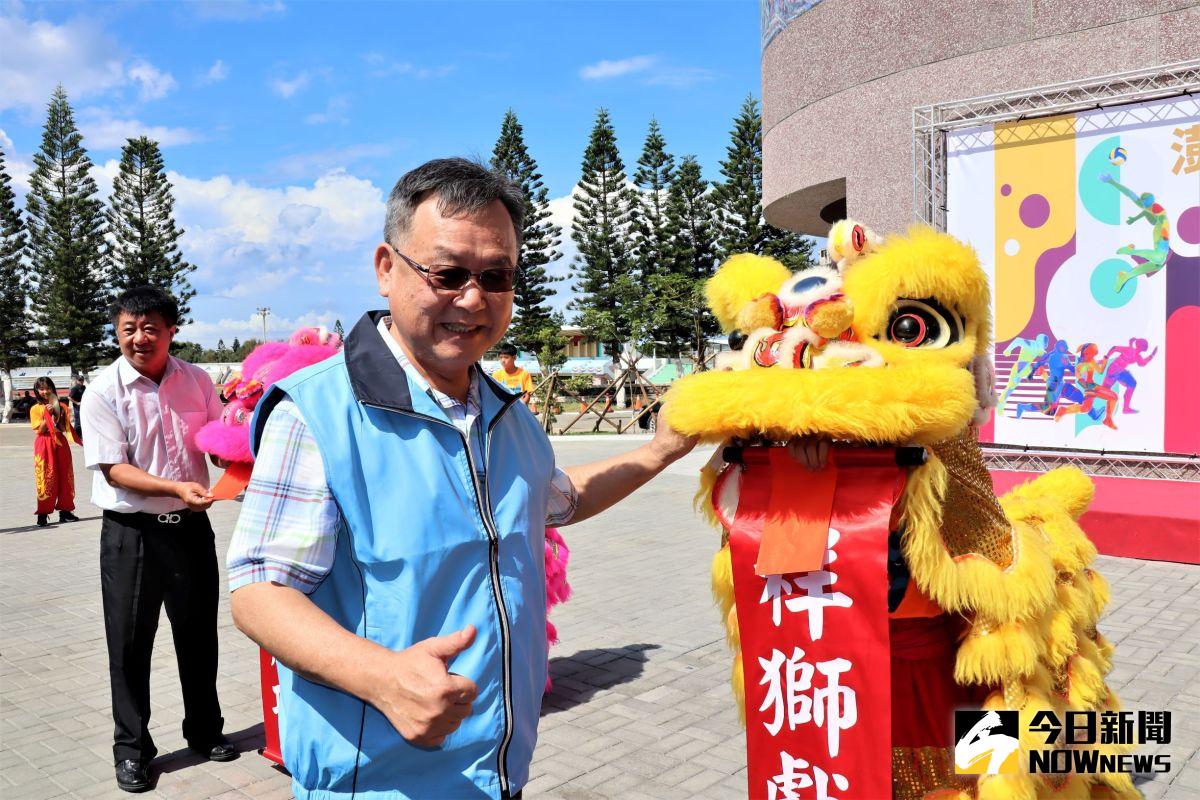 ▲賴峰偉在澎湖縣多功能綜合體育館落成啟用典禮致詞時說出，感謝總統蔡英文由中央挹注5億元的經費，打造澎湖國民運動中心。（圖／記者張塵攝，2020.07.29）