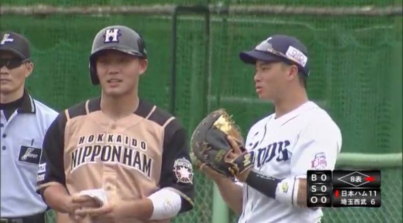 ▲日職火腿隊王柏融(左)與吳念庭。(圖/取自GAORA Sports)