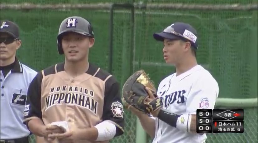 ▲日職火腿隊王柏融（左）與吳念庭。（圖／取自GAORA Sports)