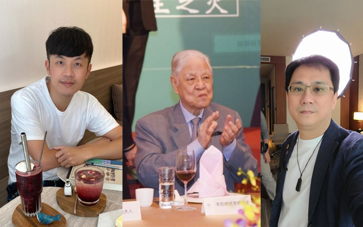 ▲焦糖（左）、486先生（右）悼念李登輝（中）。（圖／焦糖、486先生臉書、NOWnews資料照）