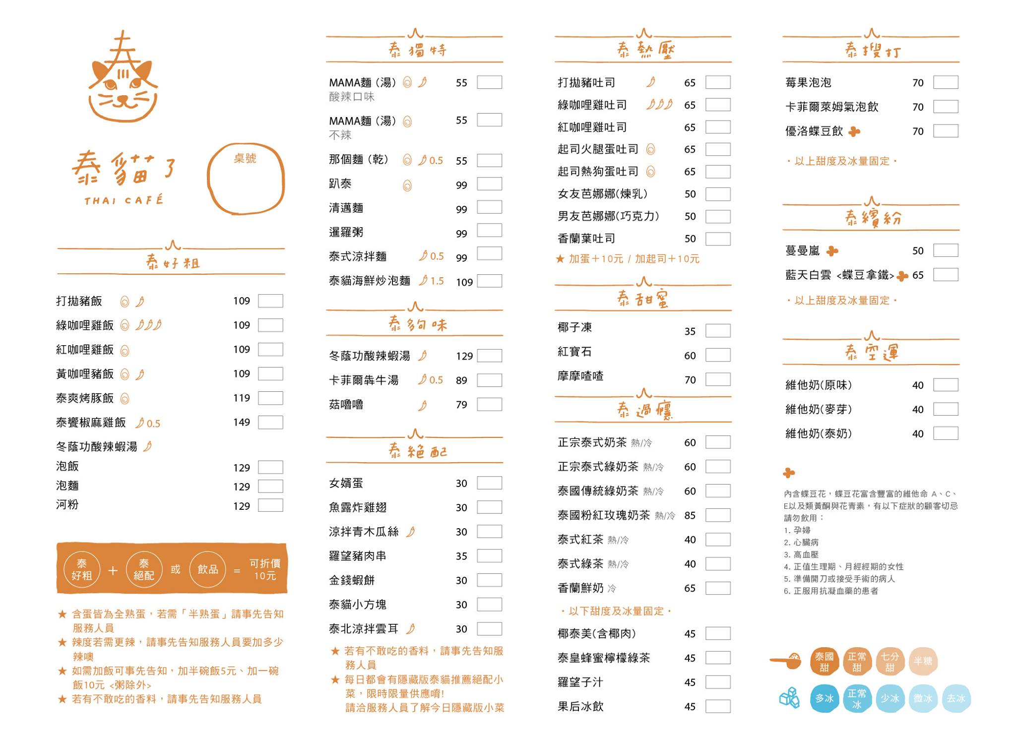 ▲「泰貓了」店內菜單。（圖／牛牛肥滋滋）