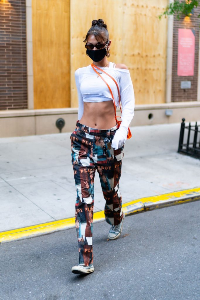 NEW YORK, NEW YORK – JULY 02: Bella Hadid is seen in SoHo on July 02, 2020 in New York City. (Photo by Gotham/GC Images)