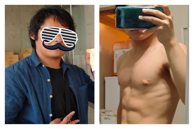 ▲日本一位網友曬出自拍照，半年對比變化驚人，而他聲稱是玩Switch健身環的效果，引發熱議。（圖／翻攝自@ _kz9的推特）