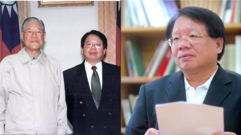 ▲張榮豐(右)提供前總統李登輝2000年卸任前與他在辦公室的合影。(合成圖/張榮豐提供)
