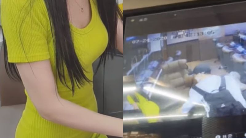 ▲正妹直播中途被色狼偷拍內褲。(圖/翻攝이슈방YouTube)