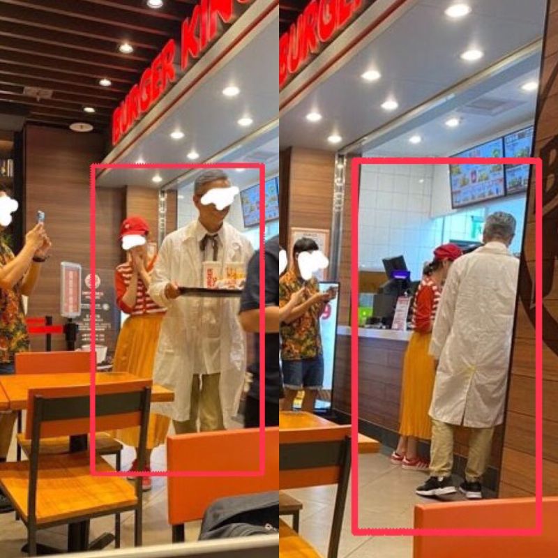 ▲網友分享自己去漢堡王用餐時,看見女生穿得像麥當勞,男生穿得像肯德基爺爺。(圖/翻攝自PTT)
