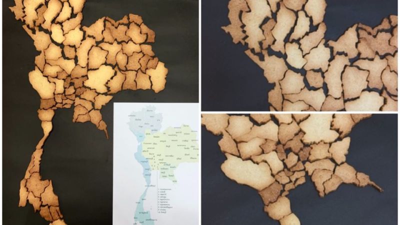 ▲近日，一位日本網友花7小時，烤了77塊餅乾拼出一張泰國地圖，每塊餅乾都精準地呈現出該省份的形狀。（圖／翻攝自推特）