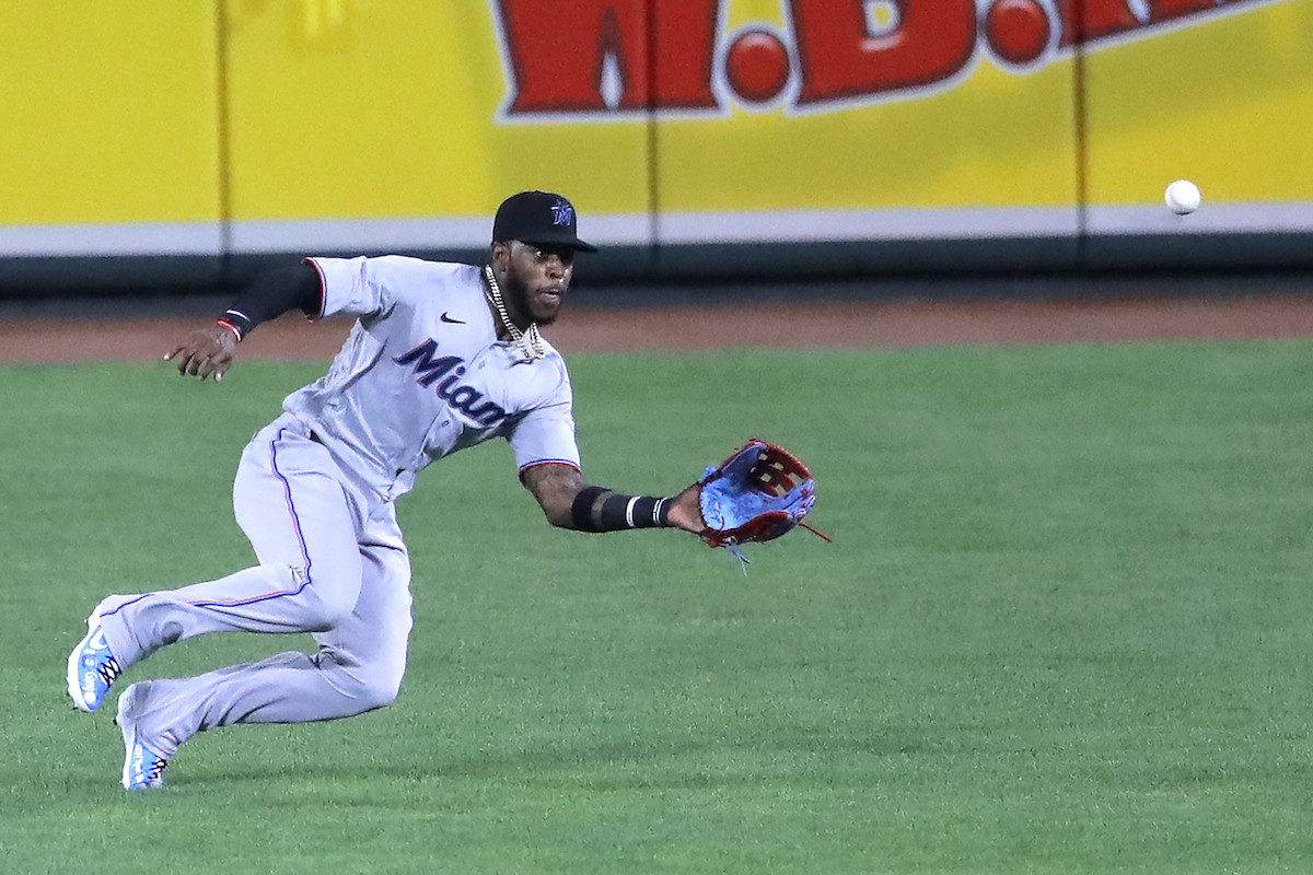 ▲馬林魚隊外野手Monte Harrison是NBA公牛隊球員Shaquille Harrison的親弟。（圖／美聯社／達志影像）