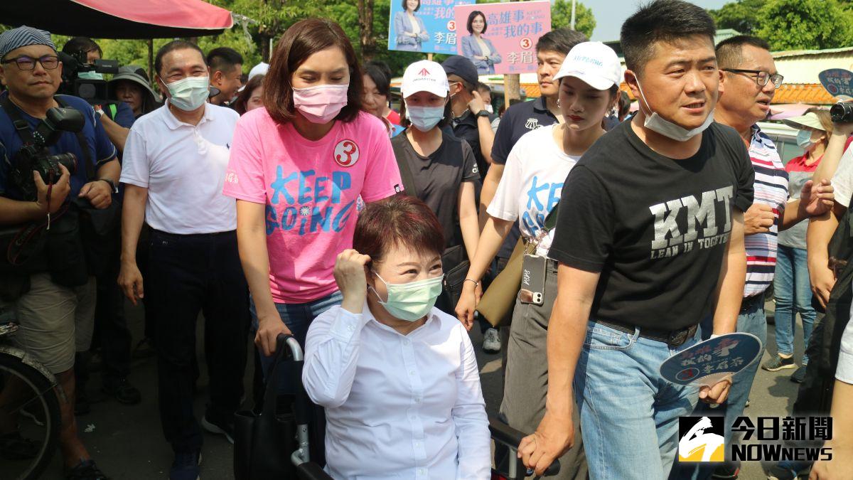 ▲新北市長侯友宜、台中市長盧秀燕、前立委顏寬恆等人，今（9）日一早就陪李眉蓁到哈囉市場掃街拜票。（圖／記者鄭婷襄攝，2020.08.09）
