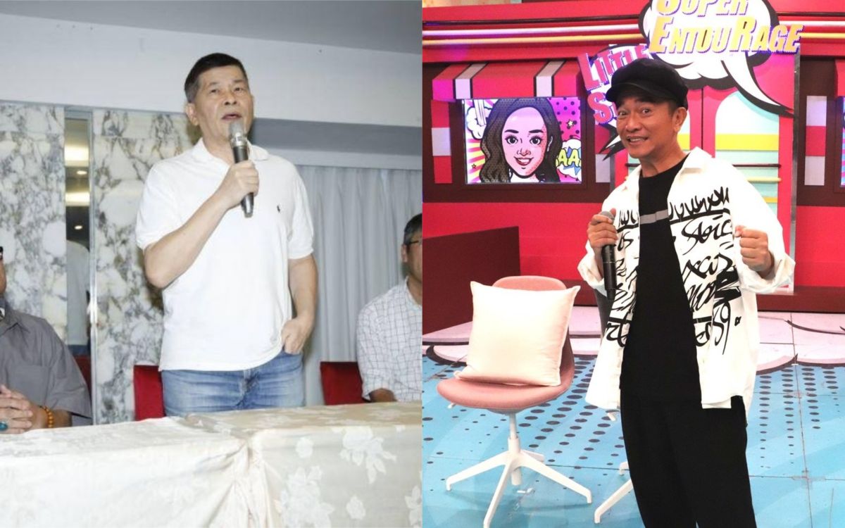 ▲澎恰恰（左）宣告破產，吳宗憲（右）隔空喊話。（圖／中天提供、記者朱永強攝） 