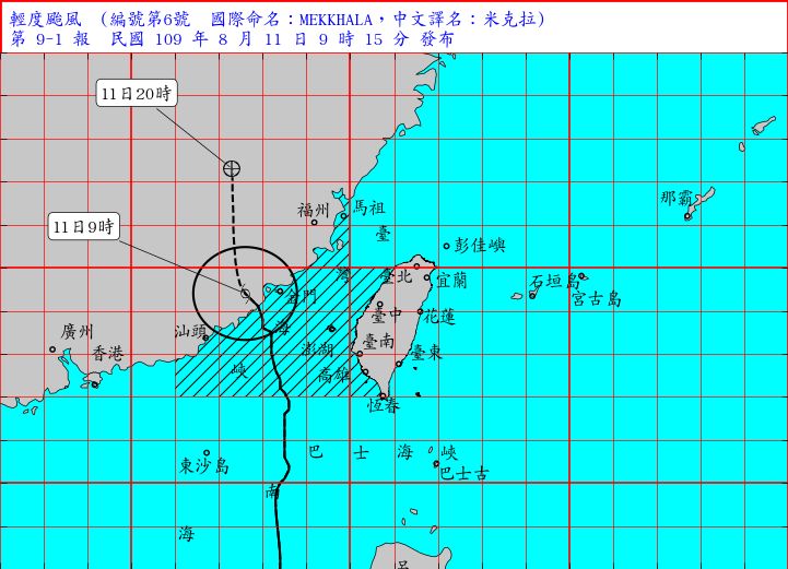 ▲第6號颱風米克拉的路徑圖。（圖／翻攝自交通部中央氣象局）