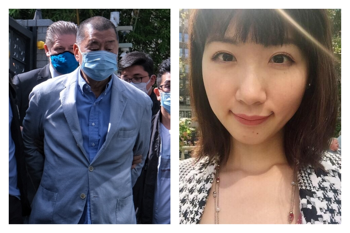 ▲黎智英昨（10）日被捕，網紅「廣告小妹」透露自己佩服他「這件事」。（合成圖／翻攝自《香港01》，廣告小妹臉書）