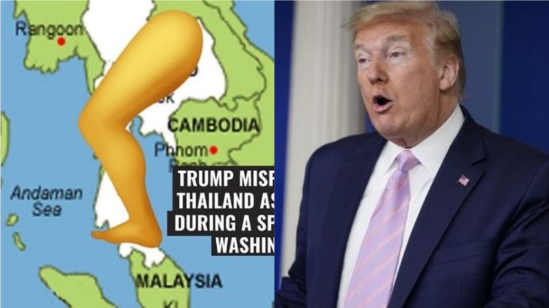 ▲美國總統才在一場演講提到泰國時，稱其為「Thigh-land(大腿之國)」而非「Thailand」而遭到泰國網友在推特的一陣轉貼。（圖／右圖為美聯社，左圖翻攝自推特）