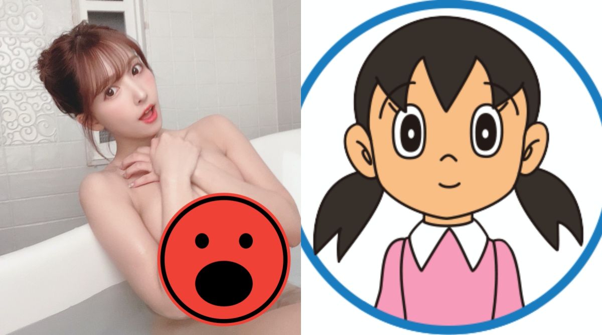 ▲三上悠亞上傳尺度破表的全裸浴照，粉絲聯想到靜香。（圖／三上悠亞Twitter、哆啦A夢官網）