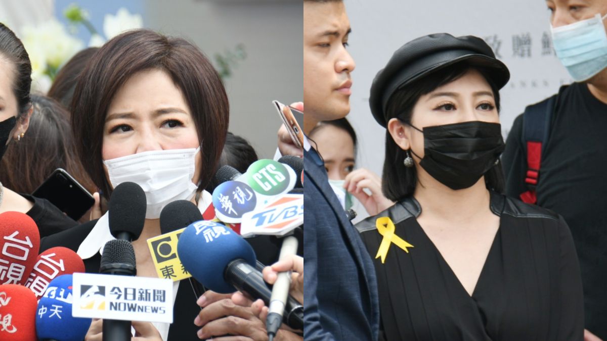 ▲今是羅霈穎告別式，于美人（左圖）受訪時淚崩，王彩樺也向羅姐喊話。（圖／記者林調遜攝）