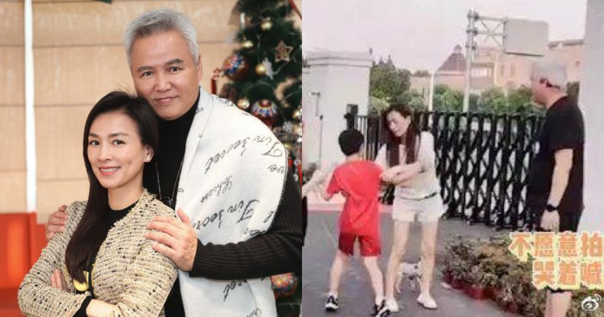 ▲張庭（左）在大街上強拉兒子照片曝光。（圖／翻攝張庭微博）