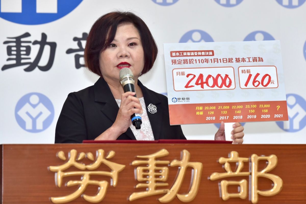 ▲勞動部長許銘春表示，由於資方主張不應調漲、勞方主張上調3%，最後經濟學者考量疫情下的經濟情勢後決定微幅調整。（圖／記者陳明安攝影,2020.08.18）