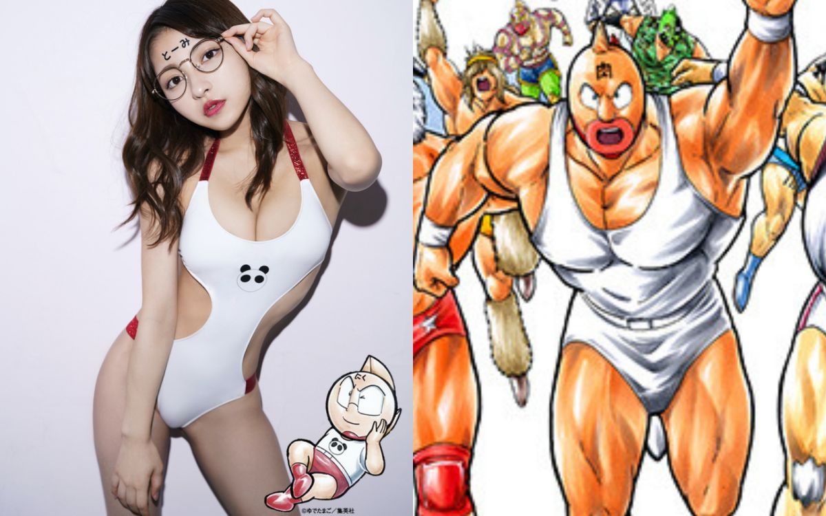 ▲「平成最後的奇蹟寶石」十味（左）打扮成女版金肉人，模樣性感。（圖／十味Twitter、日網）