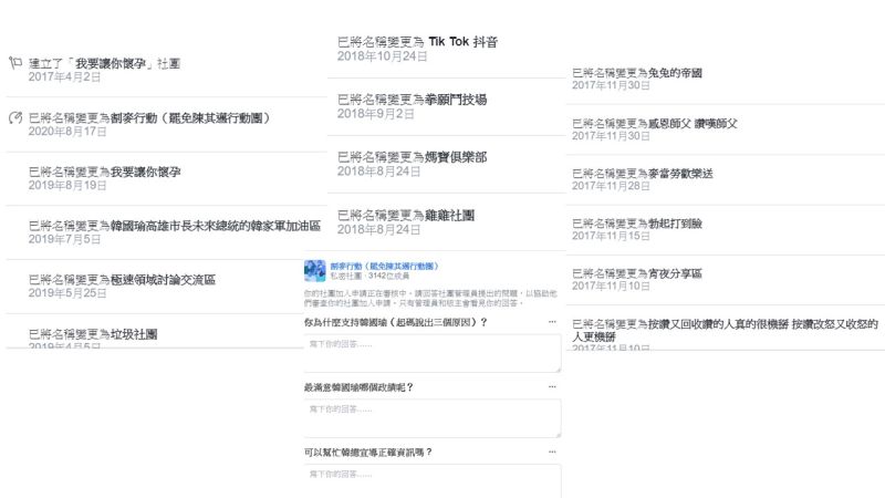 ▲此社團創立名稱為「我要讓你懷孕」，後來改名超過10次，曾用過「雞雞社團」、「媽寶俱樂部」、「勃起打到臉」等名稱，讓溫朗東啼笑皆非。（圖／翻攝自溫朗東臉書）