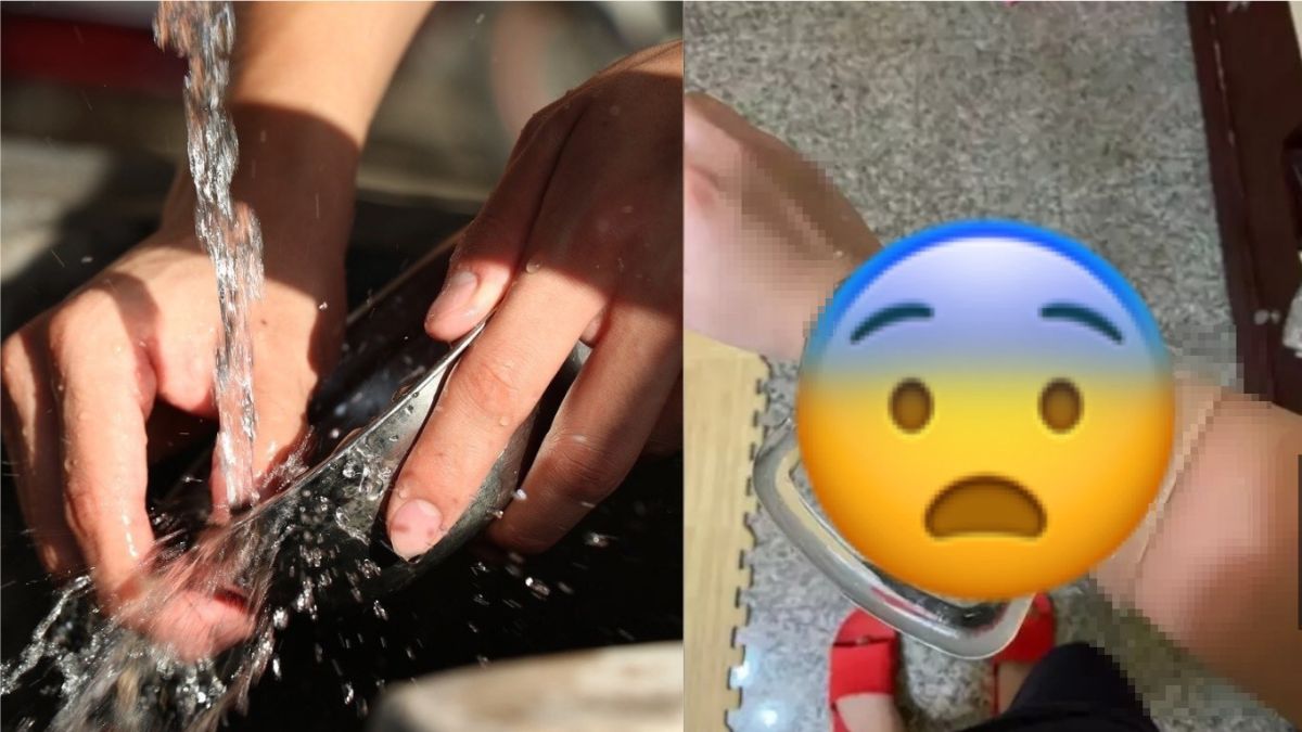 ▲洗玻璃洗到悲劇了！網友一拳下去竟然把玻璃杯穿底，一看眾人也都嚇傻。（合成圖／左圖翻攝自《Pixabay》；右圖翻攝自臉書《爆廢公社二館》）