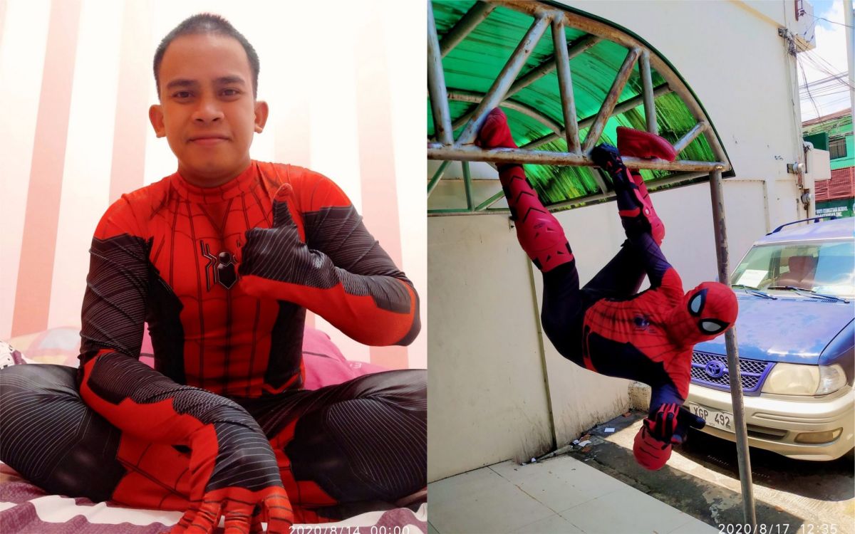 ▲一位外送員因為以「蜘蛛人」打扮亮相為客人提供外送服務而在網路走紅。（圖／翻攝自臉書）