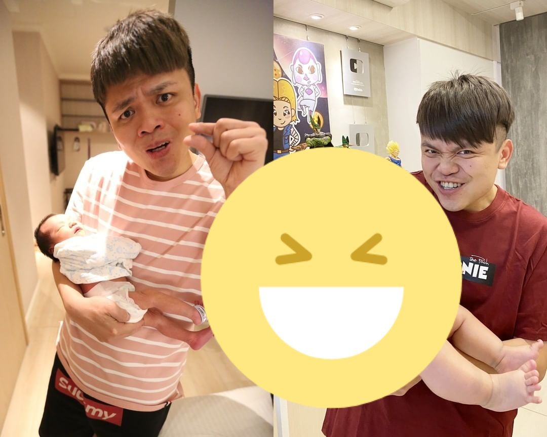 ▲二寶出生4個月竟「暴風成長」，蔡阿嘎曬出對比照。（圖／蔡阿嘎IG）