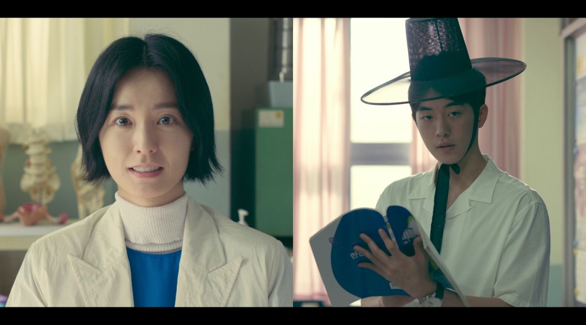 ▲南柱赫（右）劇中當起校護鄭裕美的「防空洞」，宛如接班蘇志燮當英雄。（圖／Netflix）