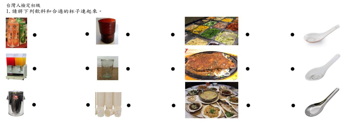 ▲來自噗浪匿名討論串的「台灣人檢定考」一時成為話題，不少網友就升級連連看難度，除了飲料、杯子外，更增加了對應的餐桌和餐具。（圖／翻攝自PTT）