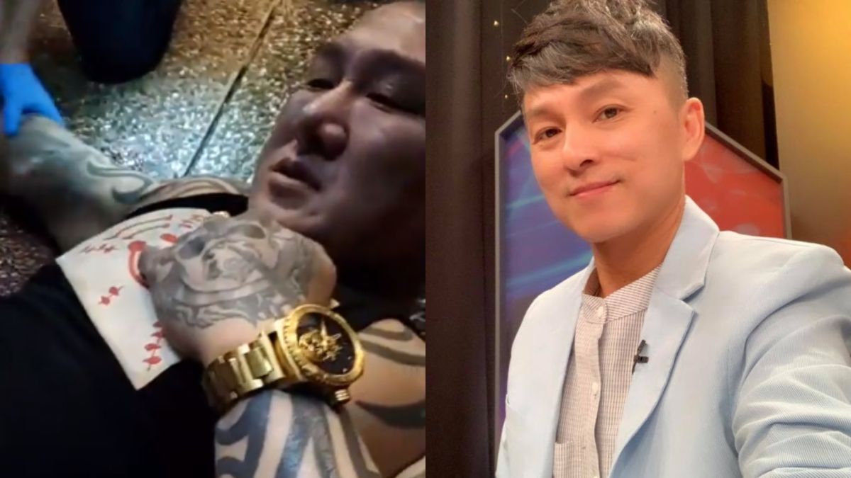 ▲館長（左圖）中槍後開直播，狄志為訝異。（圖／館長直播、狄志為臉書）