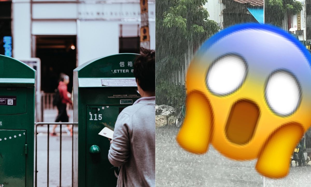 ▲網友分享，因突降大雨，郵差第一件事情竟不是幫自己穿雨衣，而是將信件蓋上雨篷。（左示意圖，圖中人物與文章中內容無關，取自unsplash／右圖，取自《爆廢公社》）