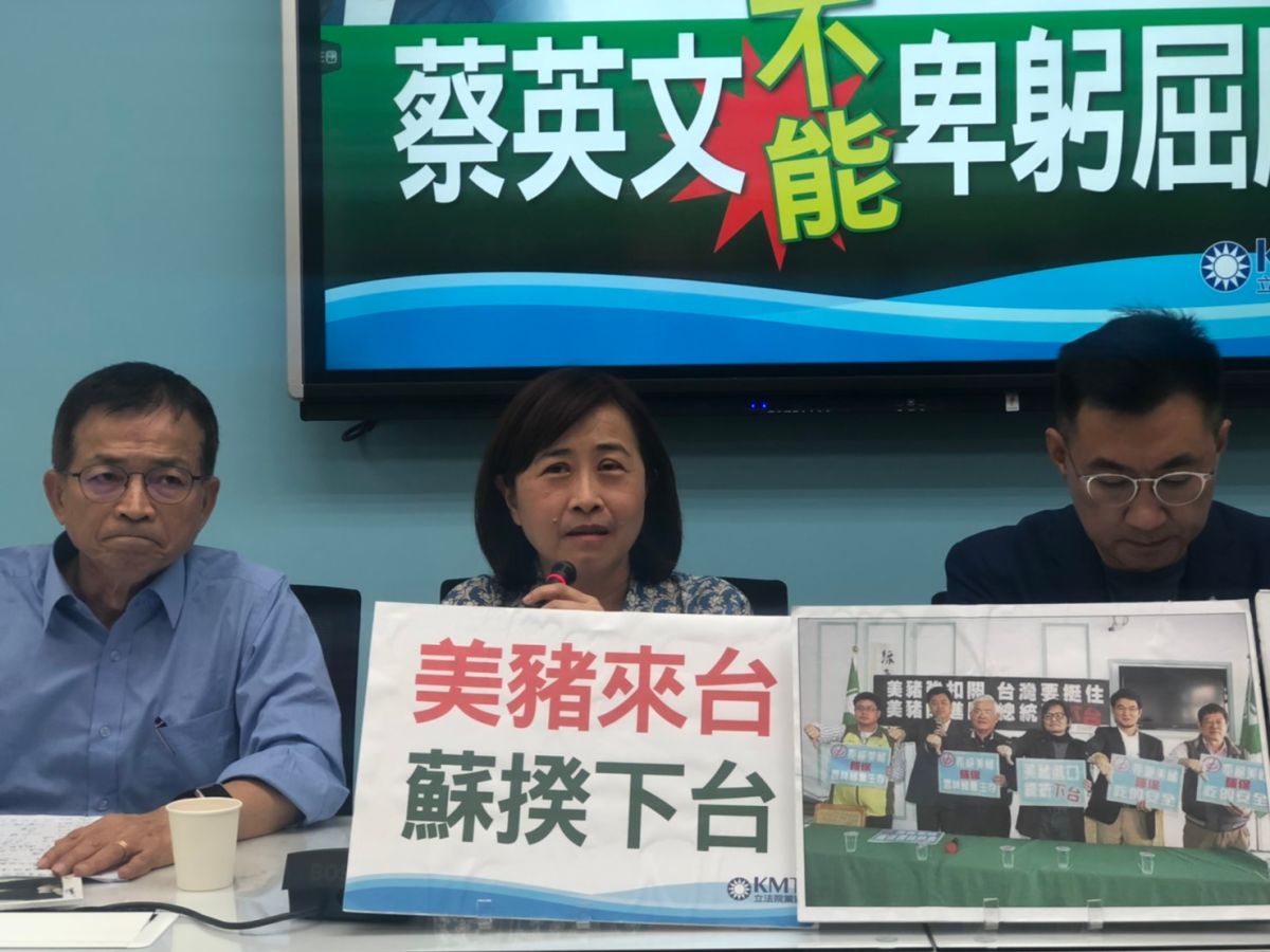 ▲國民黨團召開記者會，批評蔡英文在美豬美牛進口議題上蠻橫。 (圖/國民黨團提供)