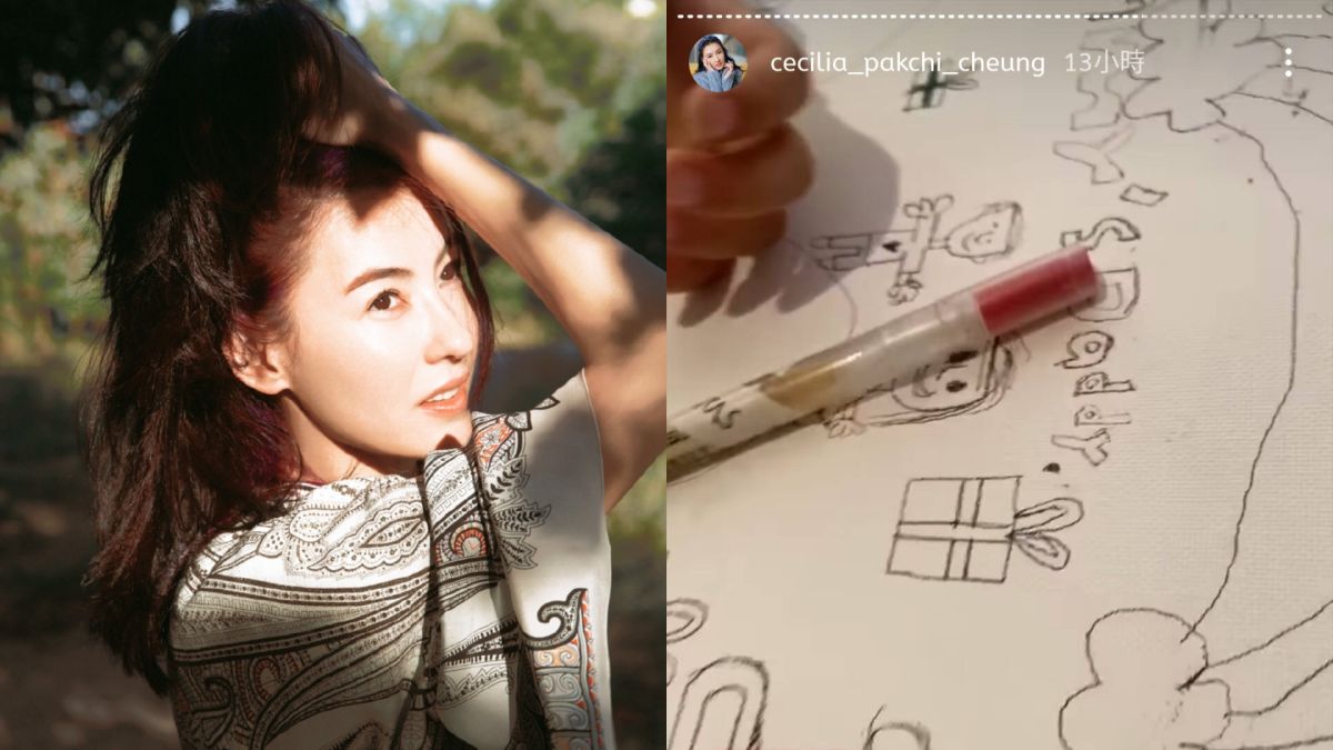 ▲謝霆鋒生日，張柏芝（左圖）分享小孩畫生日蛋糕短片。（圖／張柏芝工作室、IG）